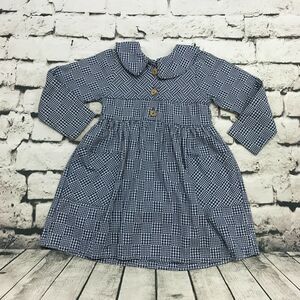 Vintage Buster Brown Girls Dress Long Sleeve Blue Plaid Checks Size 6